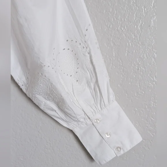 Damson Madder Romeo Broderie Oversized Cotton Button Up Heart Blouse - Picture 10 of 14